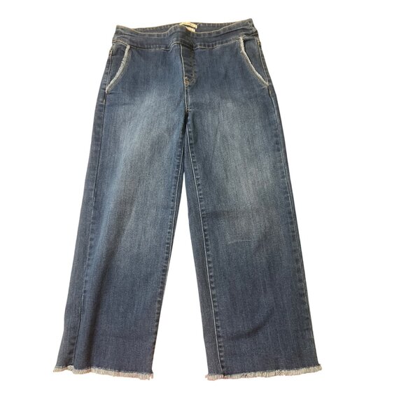 Westbound The Park Avenue Fit Denim Capri Jeans Wide Leg Raw Hem Pockets Sz 6 - Picture 1 of 3